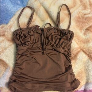 Brown Ruched Tank Top